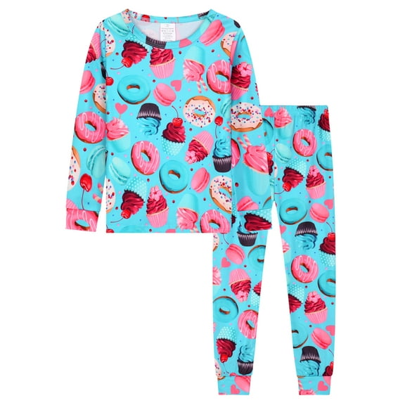 ATAIKU Toddler Girls Donut Pajamas Set Kids Girl Long Sleeve Tee and Pants Sleepwear Baby Jammies 1-12Years