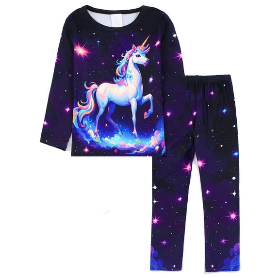 ATAIKU Toddler Girls Unicorn Pajamas Set Kids Girl Long Sleeve Tee and Pants Sleepwear Baby Jammies 1-12Years