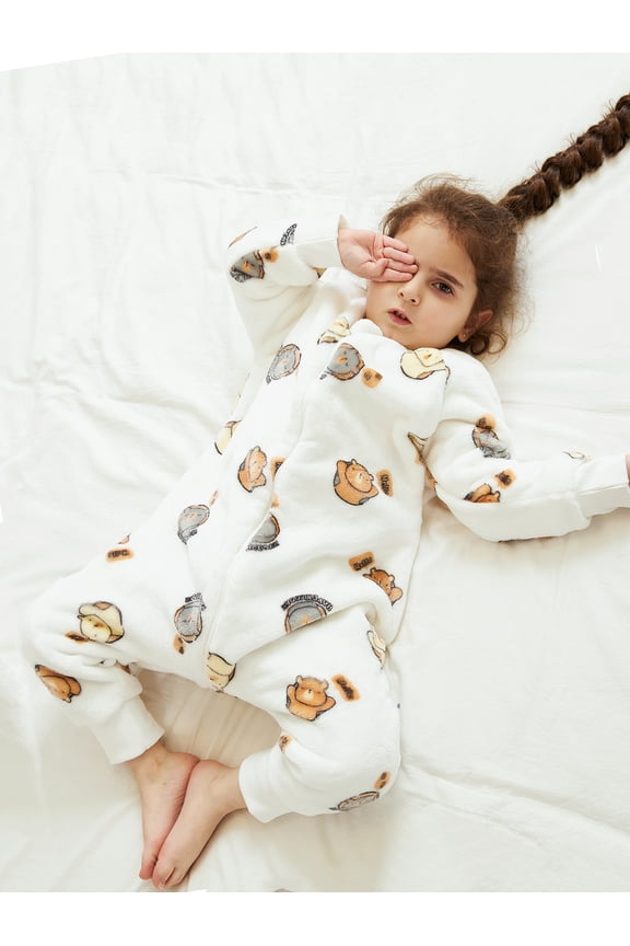 Toddler Sleeping Sack 9M-6T Winter Warm Flannel 2-Way Zipper Baby Sleep Sack with Feet, Infant Animal Bear Wearable Blanket