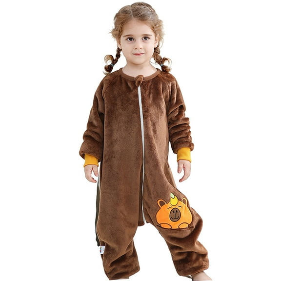 ATAIKU Toddler Sleeping Sack 9M-6T Winter Warm Flannel 2-Way Zipper Baby Sleep Sack with Feet, Infant Animal Bear Wearable Blanket