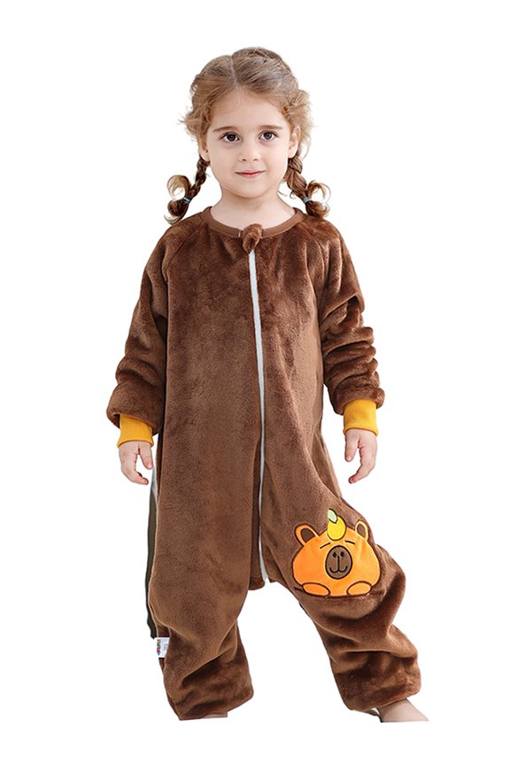 Toddler Sleeping Sack 9M-6T Winter Warm Flannel 2-Way Zipper Baby Sleep Sack with Feet, Infant Animal Bear Wearable Blanket