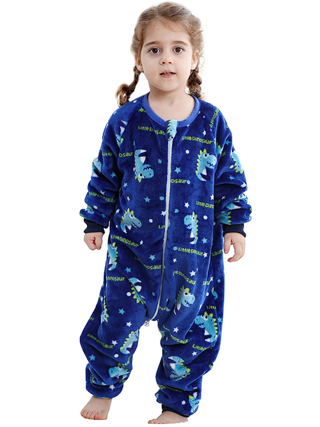 ATAIKU Toddler Sleeping Sack 9M-6T Winter Warm Flannel 2-Way Zipper Baby Sleep Sack with Feet, Infant Animal Dinosaur Wearable Blanket