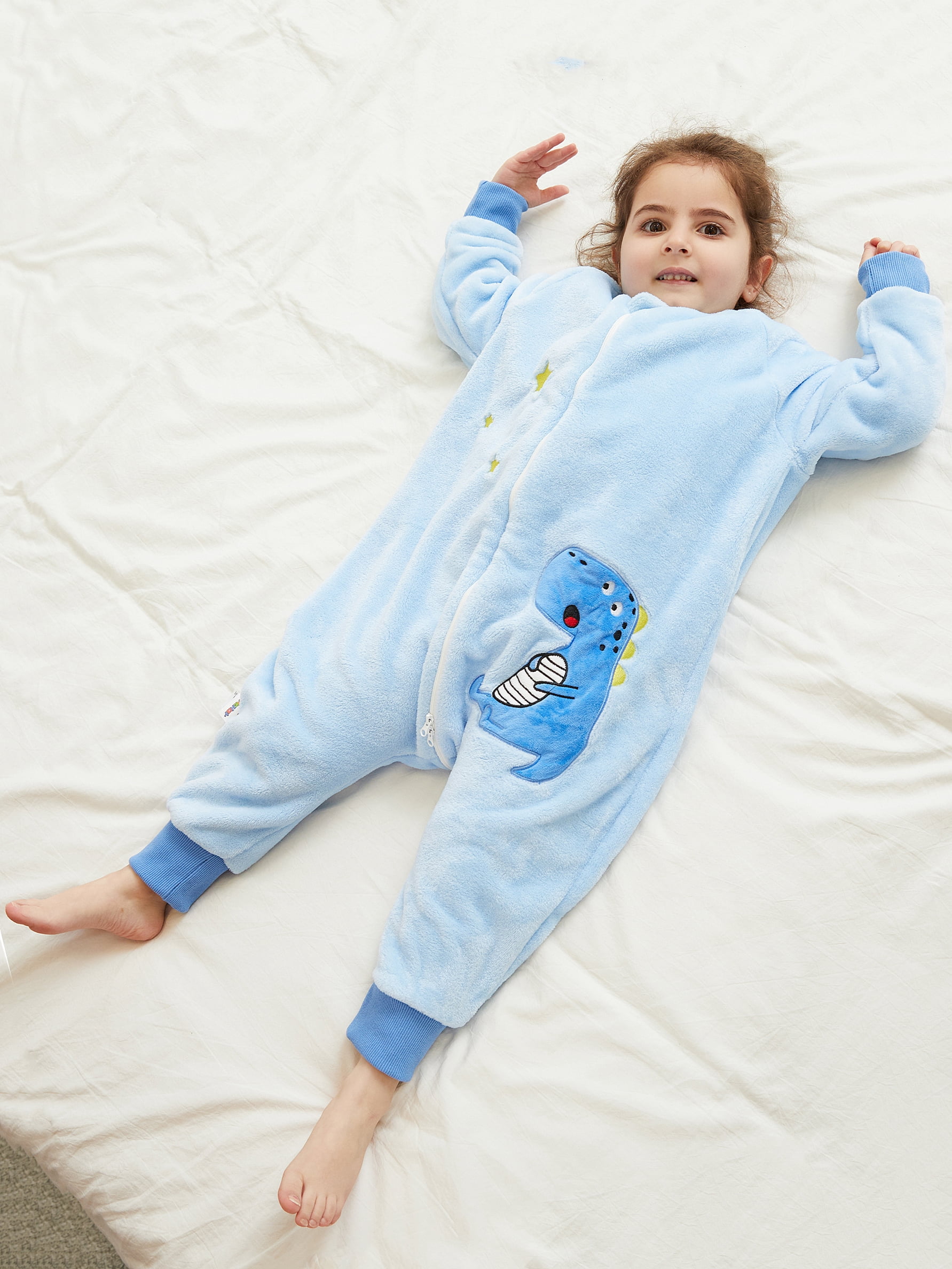 ATAIKU Toddler Sleeping Sack 9M-6T Winter Warm Flannel 2-Way Zipper Baby Sleep Sack with Feet, Infant Animal Dinosaur Wearable Blanket