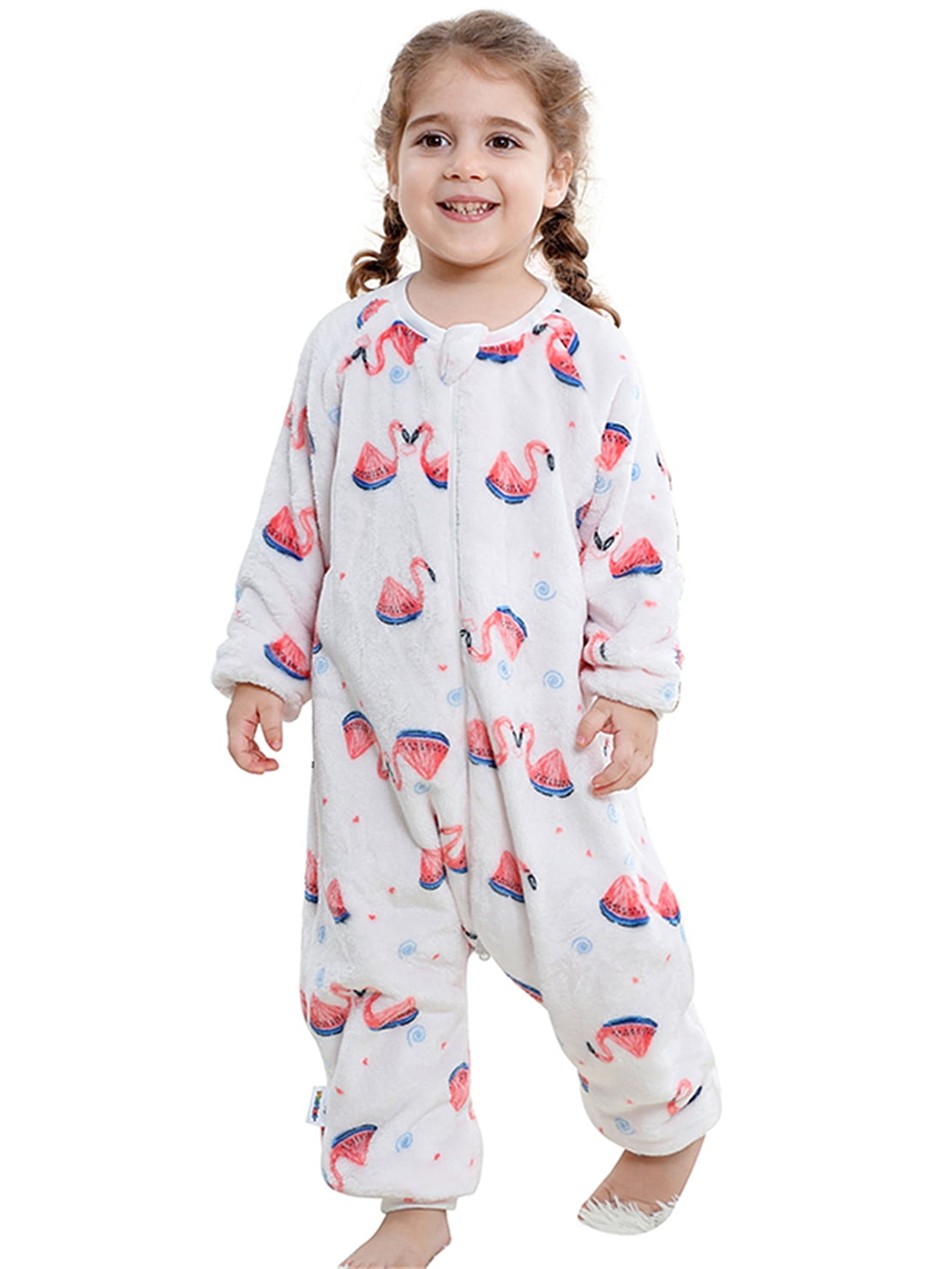 ATAIKU Toddler Sleeping Sack 9M-6T Winter Warm Flannel 2-Way Zipper Baby Sleep Sack with Feet, Infant Animal Flamingos Wearable Blanket