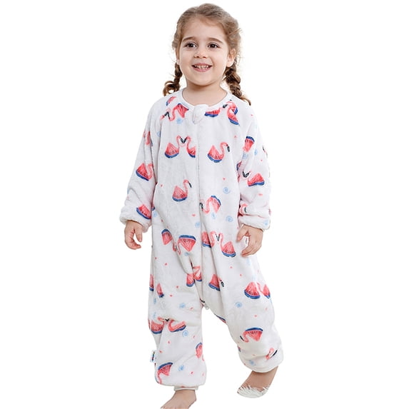 ATAIKU Toddler Sleeping Sack 9M-6T Winter Warm Flannel 2-Way Zipper Baby Sleep Sack with Feet, Infant Animal Flamingos Wearable Blanket