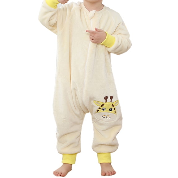 ATAIKU Toddler Sleeping Sack 9M-6T Winter Warm Flannel 2-Way Zipper Baby Sleep Sack with Feet, Infant Animal Giraffe Wearable Blanket