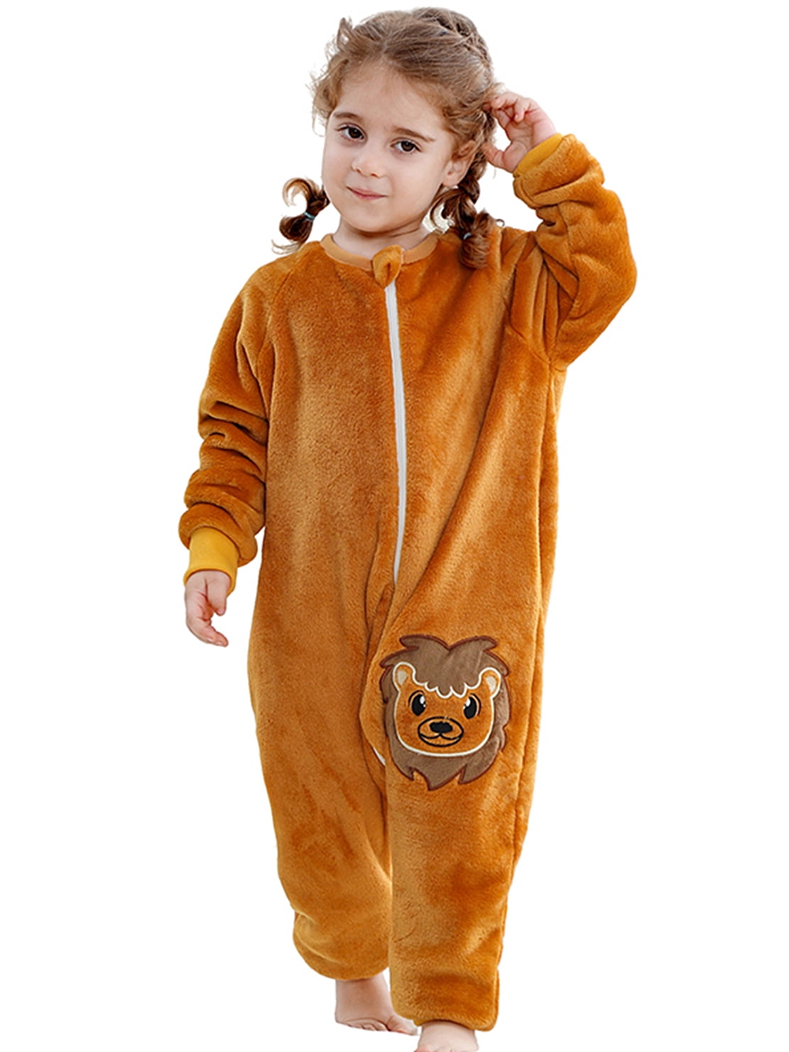 ATAIKU Toddler Sleeping Sack 9M-6T Winter Warm Flannel 2-Way Zipper Baby Sleep Sack with Feet, Infant Animal Lion Wearable Blanket