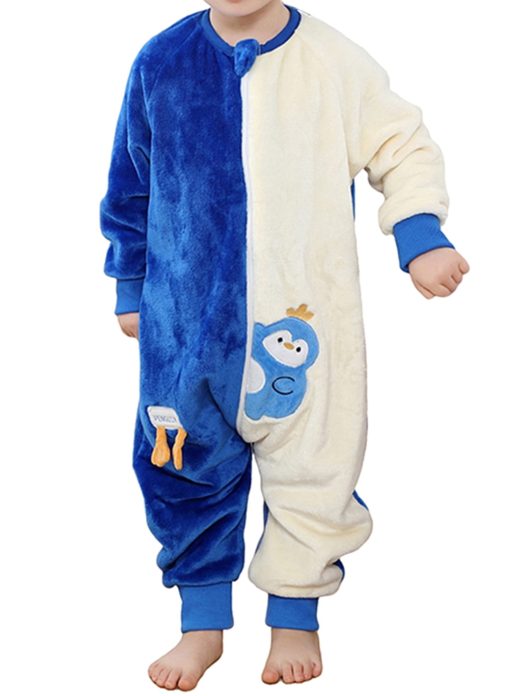ATAIKU Toddler Sleeping Sack 9M-6T Winter Warm Flannel 2-Way Zipper Baby Sleep Sack with Feet, Infant Animal Penguin Wearable Blanket