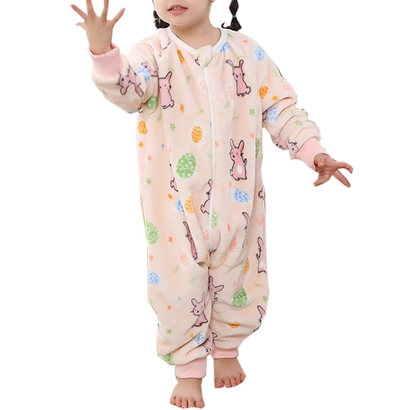 ATAIKU Toddler Sleeping Sack 9M-6T Winter Warm Flannel 2-Way Zipper Baby Sleep Sack with Feet, Infant Animal Rabbit Wearable Blanket