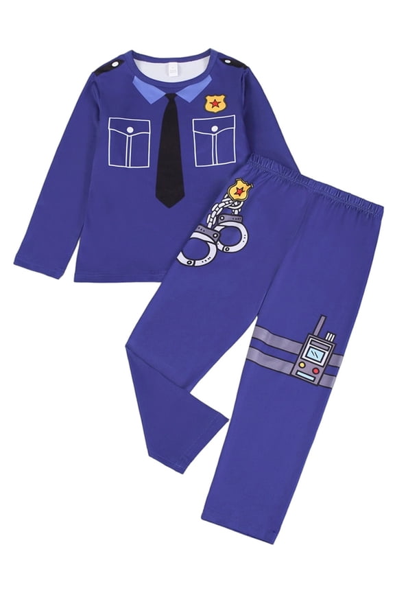 Toddler and Little Boy Pajamas Set Kids Long Sleeve Tee and Pants Policeman Sleepwear Boys 2-Piece Jammies 3T