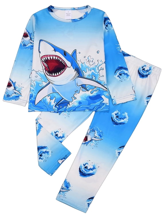 Toddler and Little Boy Pajamas Set Kids Long Sleeve Tee and Pants Shark Sleepwear Boys 2-Piece Jammies 6 Years