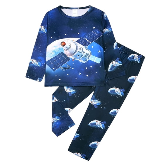 ATAIKU Toddler and Little Boy Pajamas Set Kids Long Sleeve Tee and Pants Space Probe Sleepwear Boys 2-Piece Jammies 7 Years