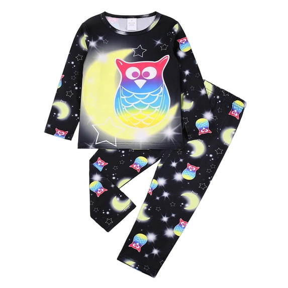 ATAIKU Toddler and Little Girl Pajamas Set Kids Long Sleeve Tee and Pants Owl Sleepwear Girls 2-Piece Jammies 3T