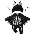 thumbnail image 1 of ATAIKU My First Halloween Bat Bodysuit Baby Girls Boys Skeleton Jumpsuit Infant Onesies Hat Set, 1 of 13