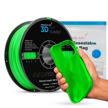 ATARAXIA ART Flexible PLA filament, 3D Printer Filament,1kg, Better Than TPU, 89A Shore Hardness, Patent Formula, Compatible Bowden Extruder, With Filament storage Bag, Pantone Match, PLA GREEN