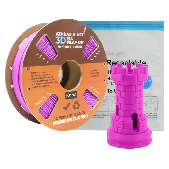 ATARAXIA ART Violet PLA Filament 1.75mm, Violet 3D Printer Filaments, 1Kg/2.2lb Premium Tidy Spool, Dimensional Accuracy +/- 0.03mm, With Filament Storage Bag, Pantone Match Fit Most FDM 3D Printers