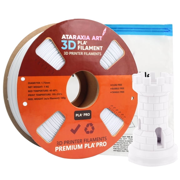 ATARAXIA ART Ivory White PLA Filament 1.75mm, Ivory White 3D Printer Filament, 1Kg/2.2lb Tidy Spool, Dimensional Accuracy +/- 0.03mm, With Filament Storage Bag, Pantone Match Fit Most FDM 3D Printer