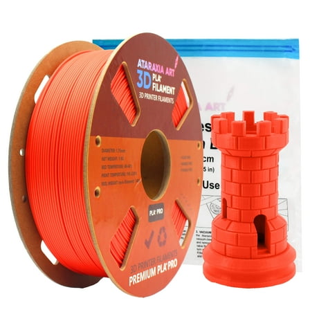 ATARAXIA ART Red PLA Filament 1.75mm, Red 3D Printer Filaments, 1Kg/2.2lb Premium Wounded Spool, Dimensional Accuracy +/- 0.03mm, With Filament Storage Bags, Pantone Matched Fit Most FDM 3D Printers