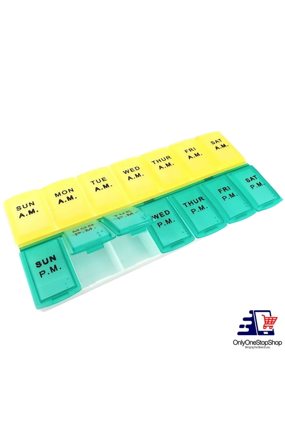 Am Pm 7 Day Pill Box Organizer Medicine Tablet Daily Vitamin Case Holder
