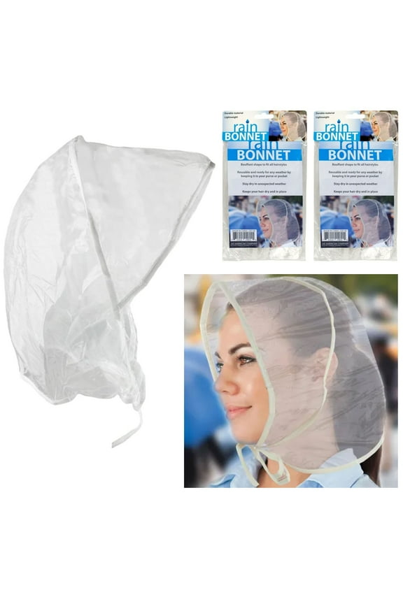 ATB Woman Hair Bonnet Hood Head Cover Waterproof Adjustable Hat Clear