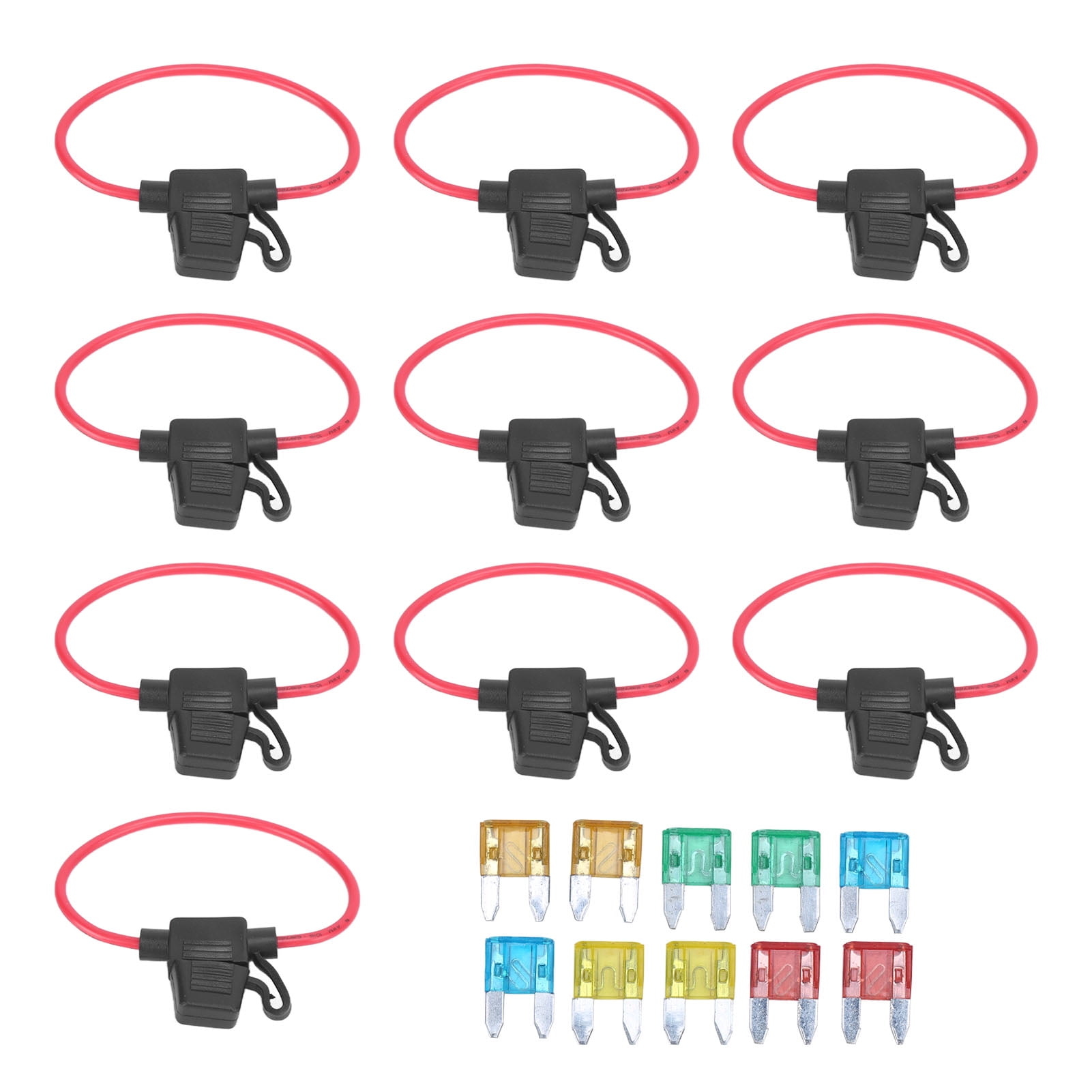 ATC/ATO Inline Fuse Holder with AddaCircuit and 10pcs Fuses for Car