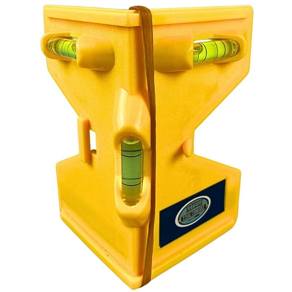 ATC Angle Post Level with Magnetic Base & Elastic Strap 3-Way Bubble Vials for Vertical & Horizontal Levelling Durable Corner Level Tool for Fence, Pipe, Post & Stud Alignment