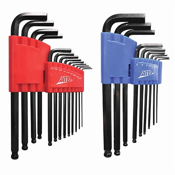 SAE Metric Long Arm Ball End Hex Key Set, 22pc 580