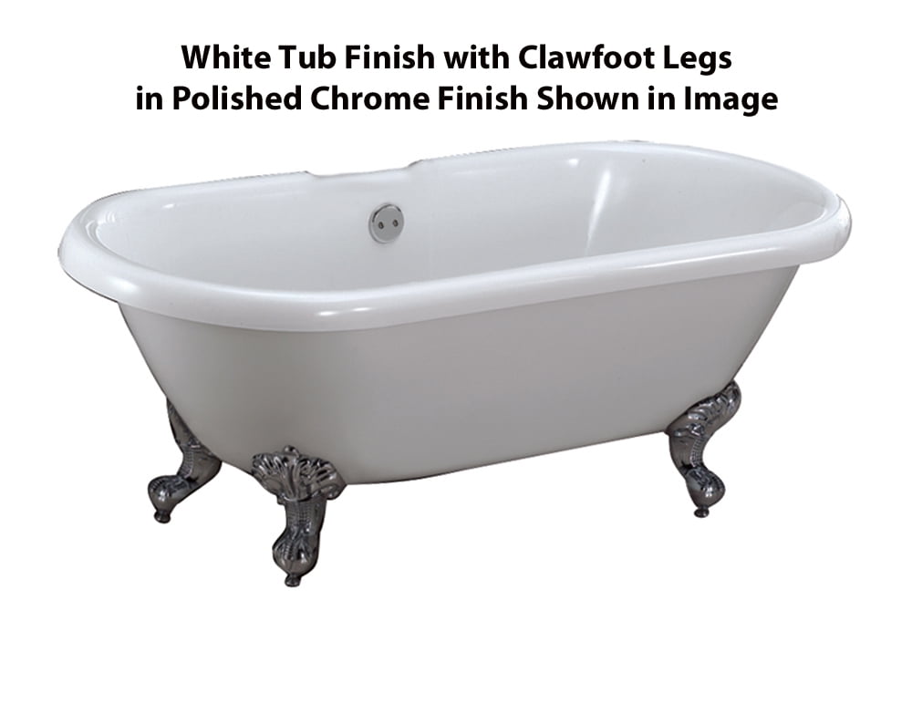 Claudia 67" White Acrylic Double Roll Top Clawfoot Tub