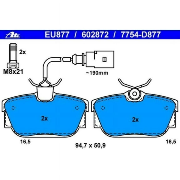 ATE 602872 Disc Brake Pad Fits select: 2000-2003 VOLKSWAGEN EUROVAN