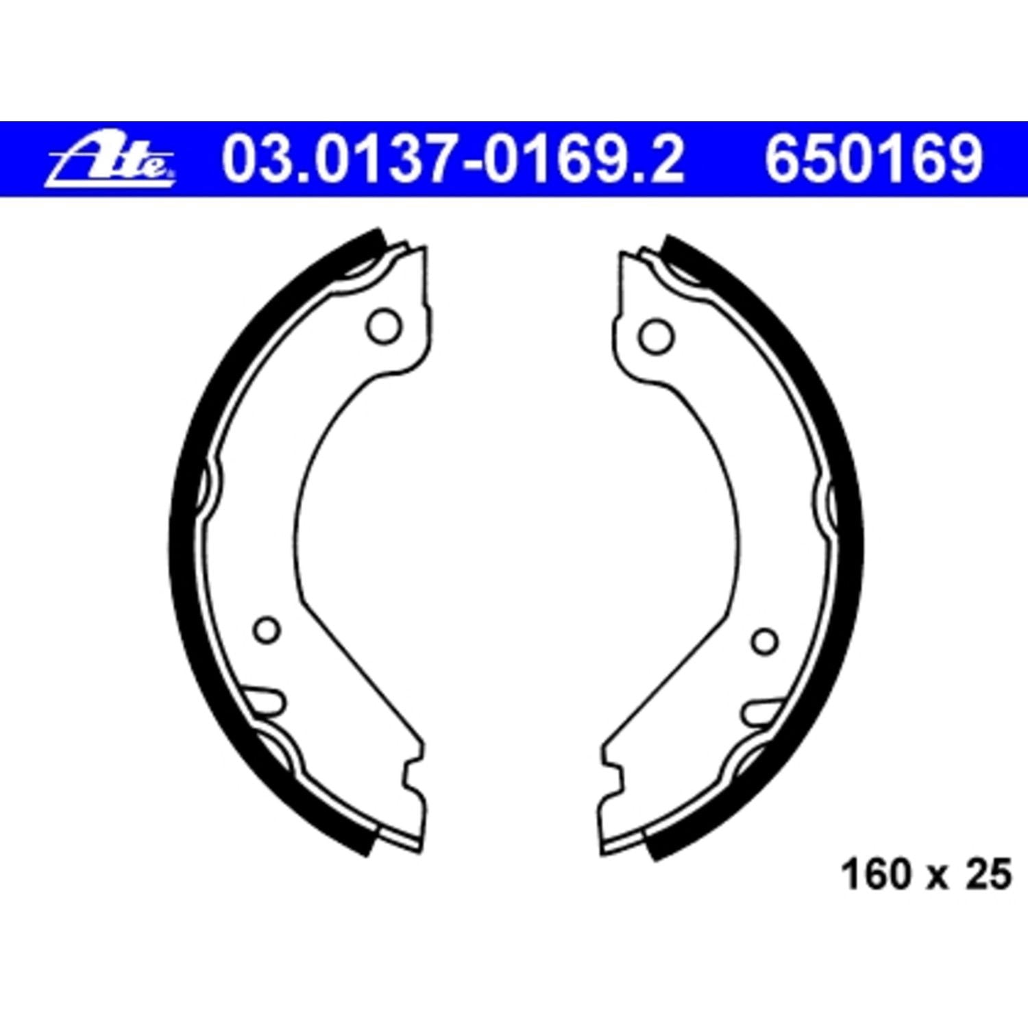 ATE Coated 650169 Parking Brake Shoe