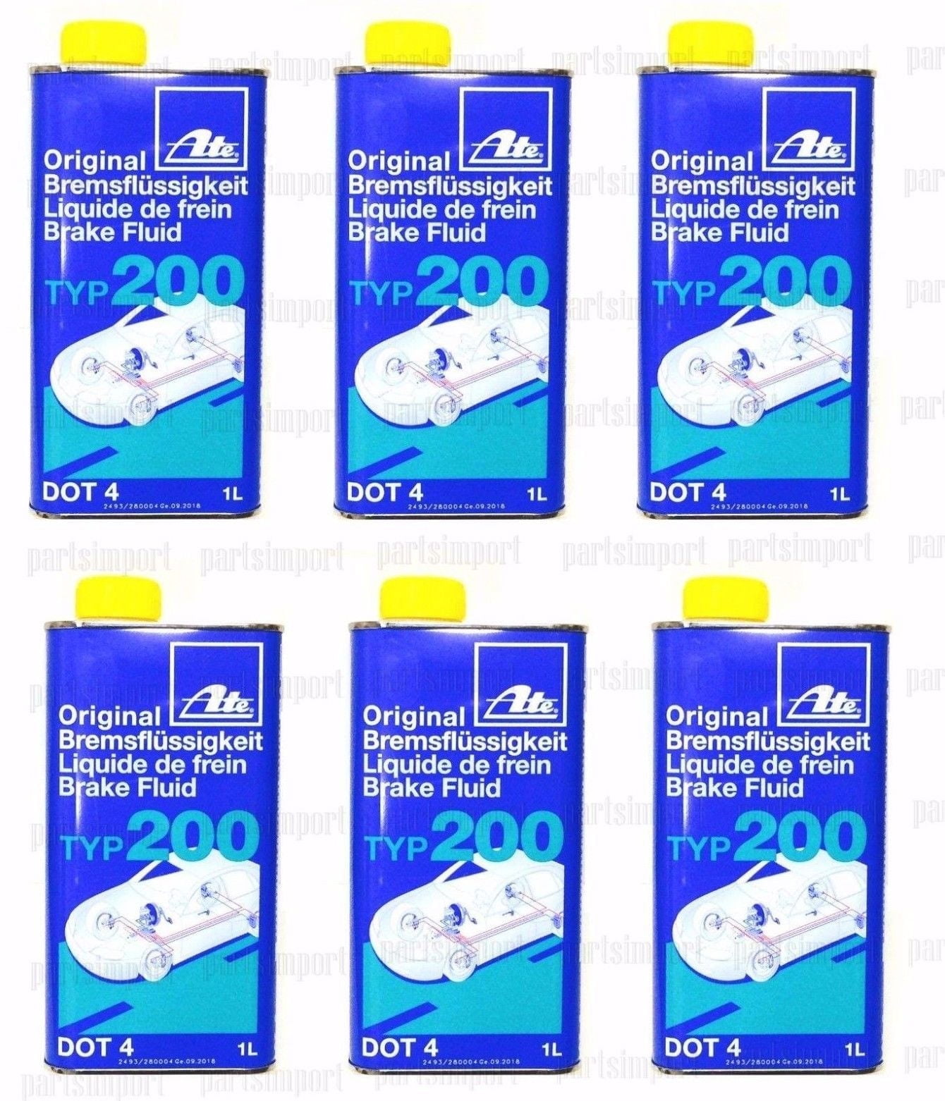 ATE Original Brake Fluid DOT 4 TYP 200 / TYP200 (High Boiling Point) 6 Liter
