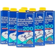 ATE Original TYP 200 DOT 4 Brake Fluid, 1 Liter, 6 Pack