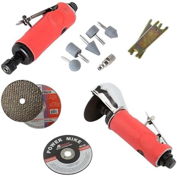 ATE Pro.USA 1/4" Air Die Grinder, 3" Air Cut Off Tool, Cut-Off Wheel 3" X 1/16" X 3/8", 3" X 1/32" X 3/8", Pneumatic, Air-Powered Die Grinder, Grinding, Cutting, Polishing, Welding Repair, Deburring