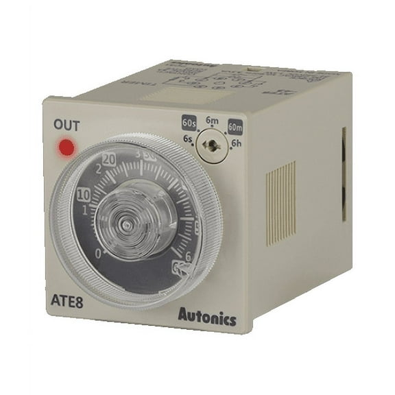 ATE8-46 Autincs Timer, Analog, 6 Sec/ 60 Sec/ 6 Min/ 60 Min/ 6 Hour, Time limit 1C + Instantaneous 1a, 8-Pin