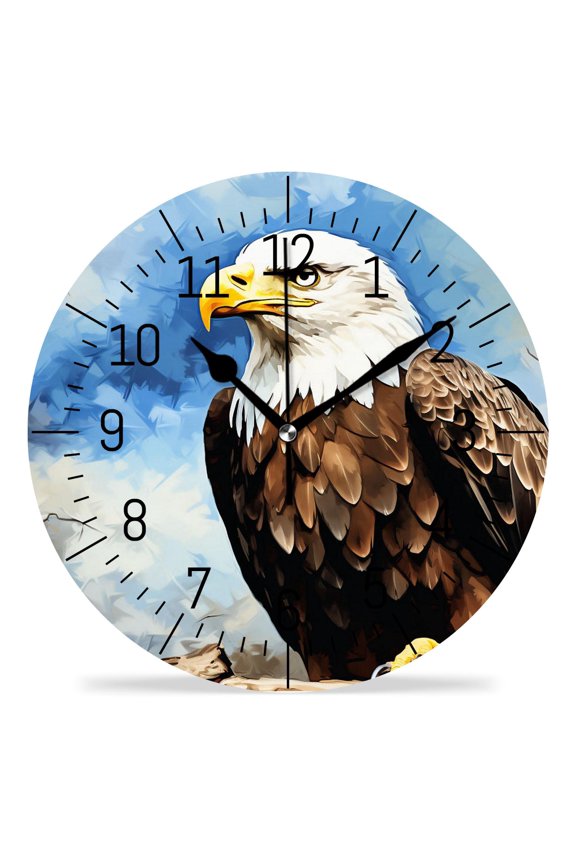 12" Wall Clock Battery Operated Silent Non Ticking Eagle Exquisite