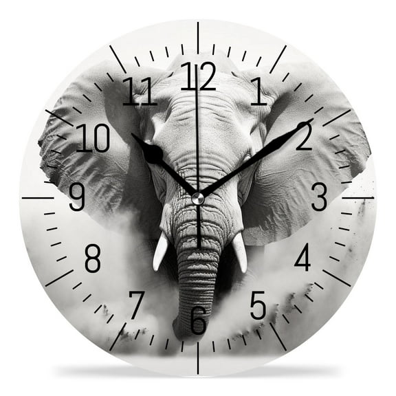 ATEDEANEI 12" Wall Clock Battery Operated Silent Non Ticking Elephant Creative Pattern