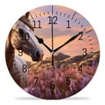 thumbnail image 1 of ATEDEANEI 12" Wall Clock Battery Operated Silent Non Ticking Horse With Long Mane In Lupine Flowers At Sunset Colorful, 1 of 5