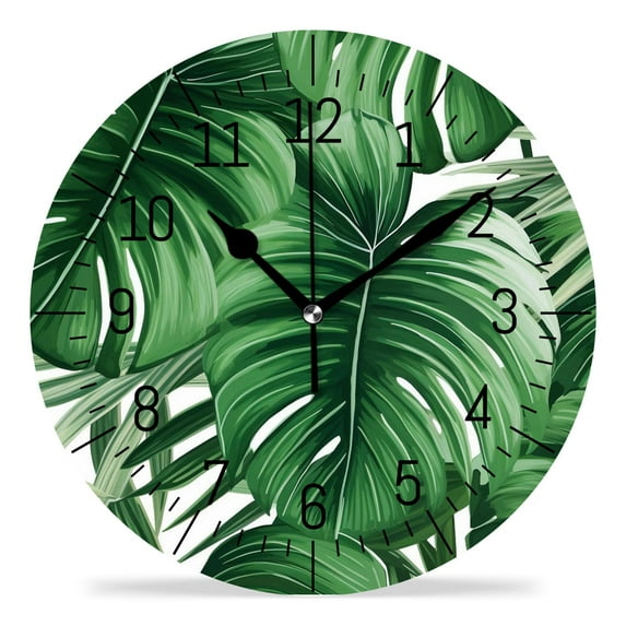 ATEDEANEI 12" Wall Clock Battery Operated Silent Non Ticking Leaves Cute