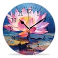 thumbnail image 1 of ATEDEANEI 12" Wall Clock Battery Operated Silent Non Ticking Oil Painting Lotus Flower Print, 1 of 5
