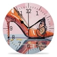 thumbnail image 1 of ATEDEANEI 12" Wall Clock Battery Operated Silent Non Ticking Pink High Heel Shoes Butterfly Beautiful Pattern, 1 of 5