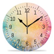 ATEDEANEI 12" Wall Clock Battery Operated Silent Non Ticking Rainbow Star Galaxy Universe Space Picture