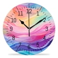 thumbnail image 1 of ATEDEANEI 12" Wall Clock Battery Operated Silent Non Ticking Romantic Rainbow Tie Dye Beautiful, 1 of 5