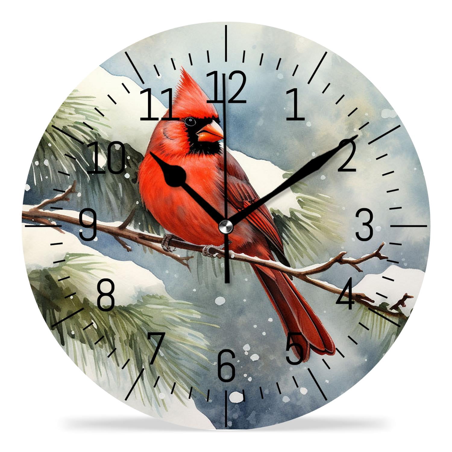ATEDEANEI 12" Wall Clock Battery Operated Silent Non Ticking Winter ...