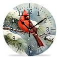 thumbnail image 1 of ATEDEANEI 12" Wall Clock Battery Operated Silent Non Ticking Winter Cardinal Bird Watercolor Cute Pattern, 1 of 5