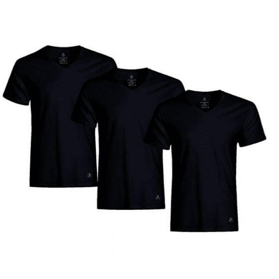 ATEK Men's Undershirt | Black 3-Pack V Neck Undershirts for Men | Breathable Sweat Proof Shirt | Quality Nylon Blend