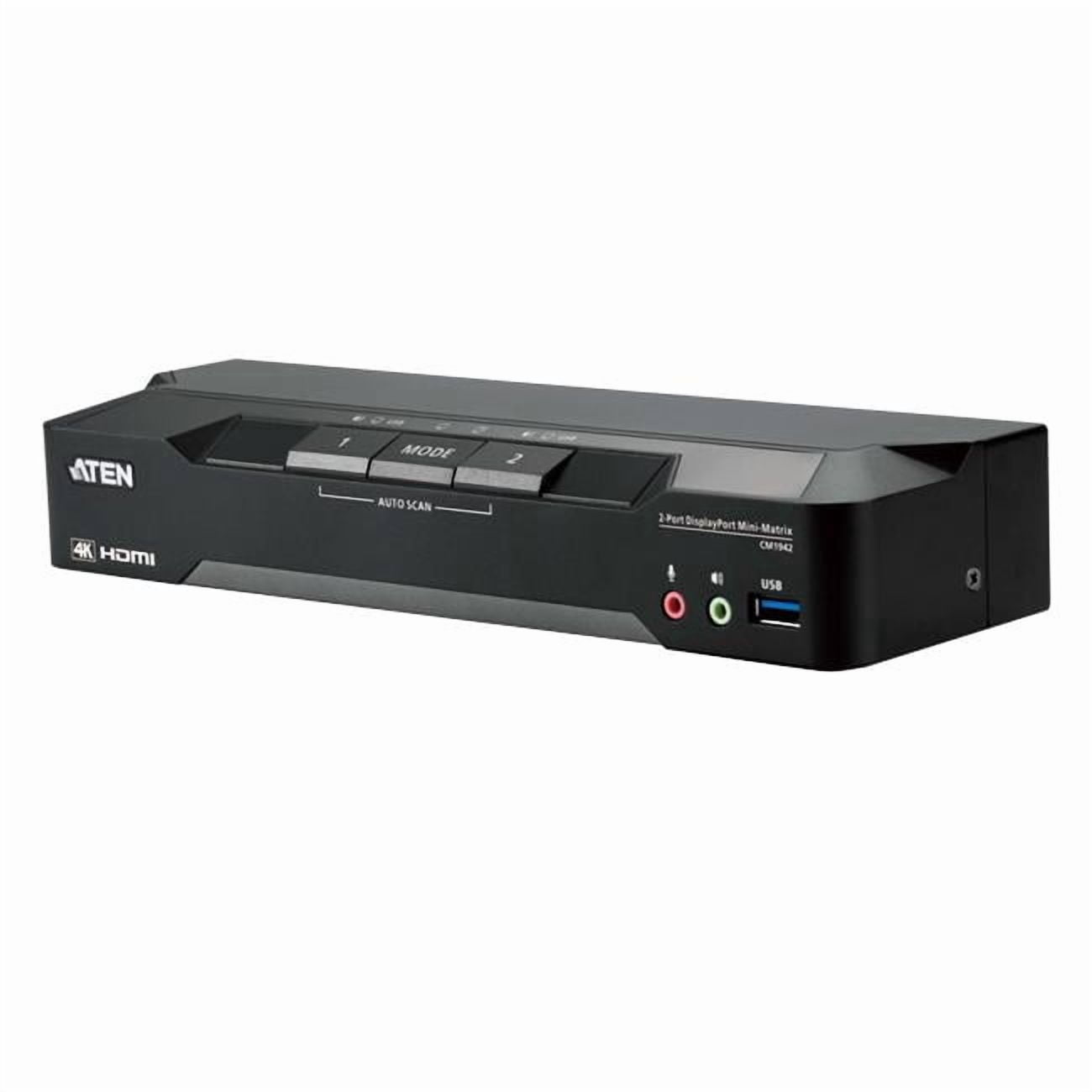 ATEN 2-Port 4K DisplayPort Dual Display Mini-Matrix Boundless KVM ...