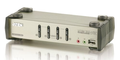 ATEN 4-Port USB 2.0 KVMP Switch with Audio Support and Cables CS1734B (Silver)
