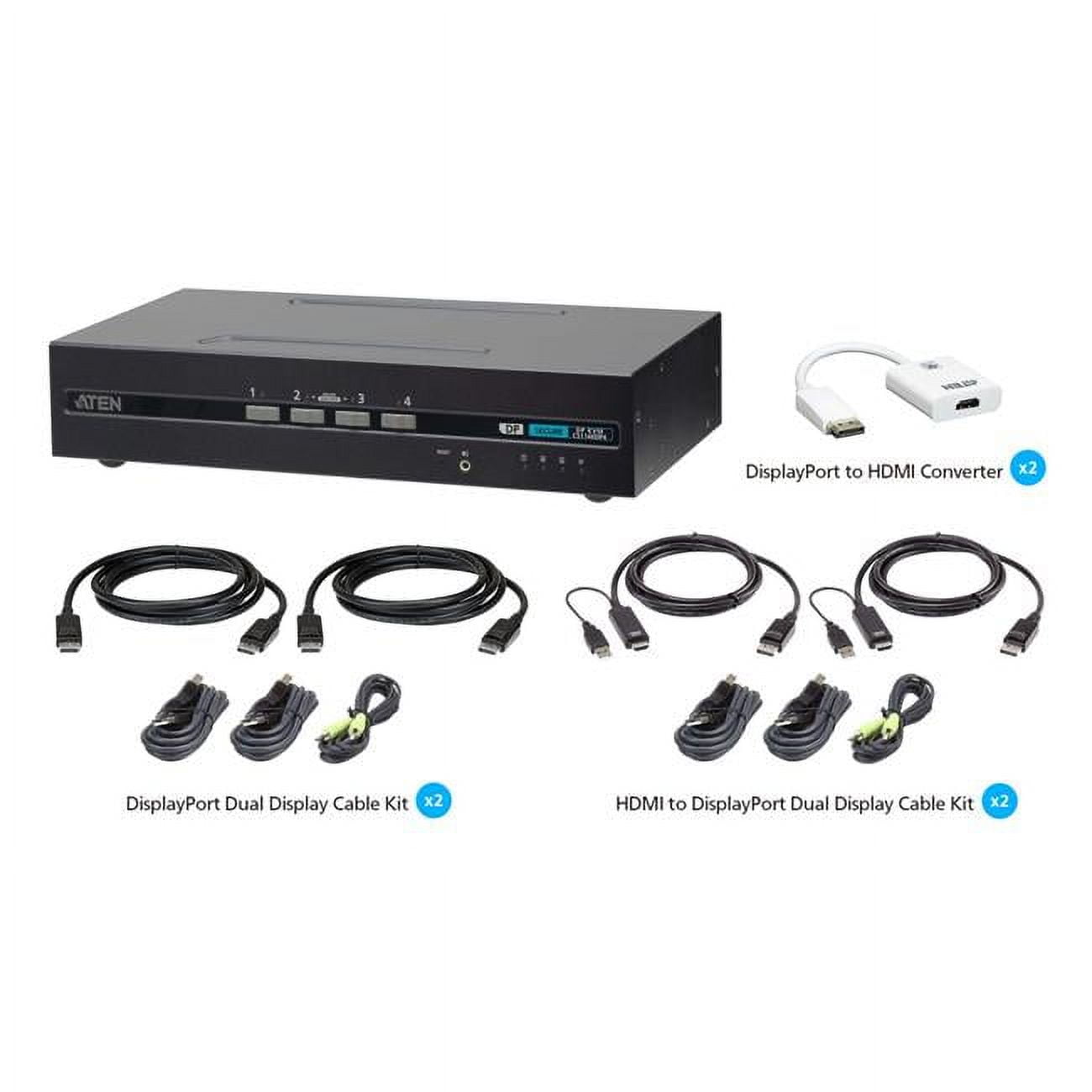 ATEN 4-Port USB DisplayPort/HDMI Dual Display Universal Secure KVM Switch Kit PSD PP v4.0 Compliant
