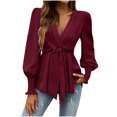thumbnail image 1 of ATENAR Blouses For Women Fashion Business Tops For Women Work Shirts Wine S, 1 of 8