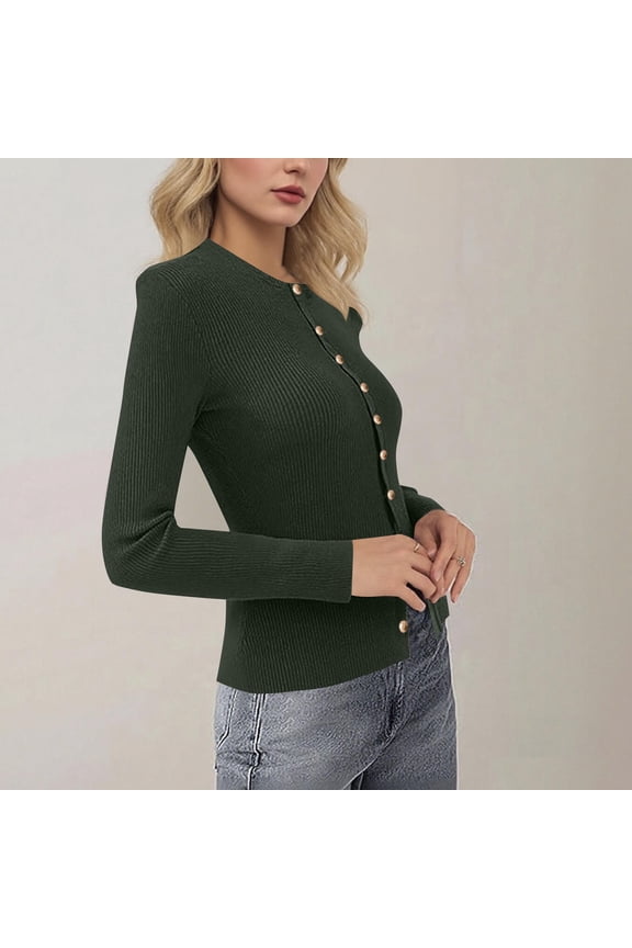 Cardian Sweaters for Women Womens Sweaters Tops Crew Neck Soft Lightweight Solid Army Green XL